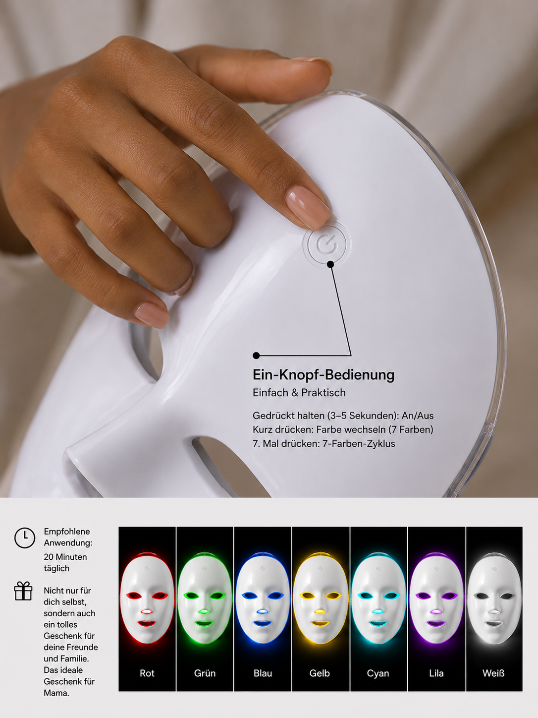 GlowMask Pro – 7-Farben LED-Gesichtsmaske für ein strahlendes Hautbild